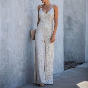 VICI Just Bust A Move Sequin Slit Jumpsuit